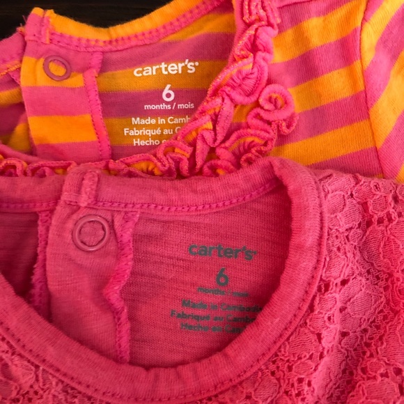 (20% OFF 4+) A74 Carter’s girls 2pk romper; 6mo - Picture 2 of 2